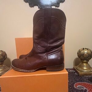 TECOVAS THE EARL MENS SIZE 10.5 EE BROWN LEATHER SIDE ZIP WESTERN ANKLE BOOTS